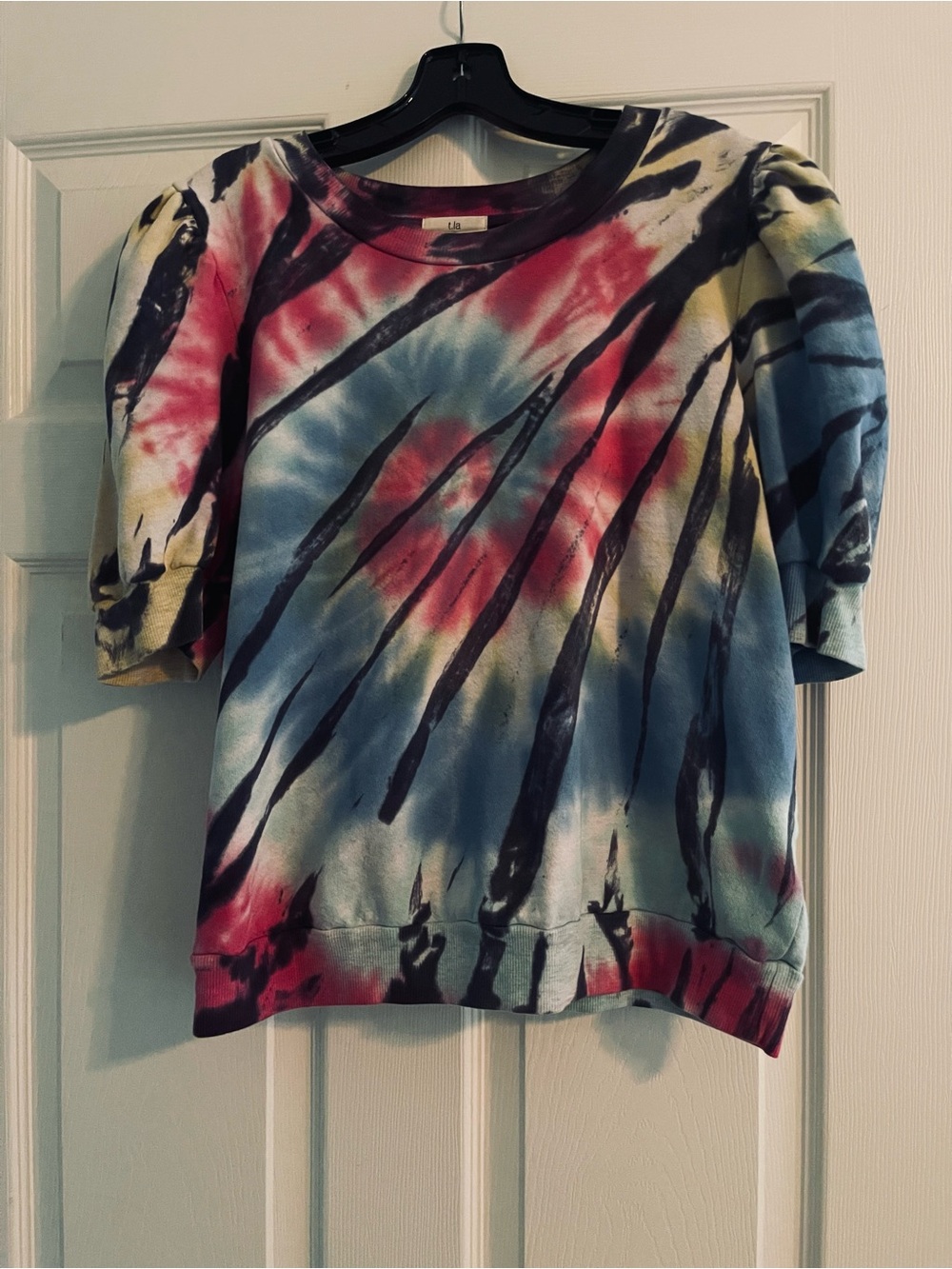 Tie-Dye Puff Sleeve Top - Multicolor